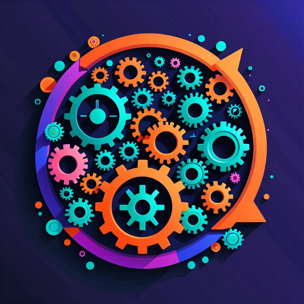 abstract flat vector illustration of free open-source software, floating rounded