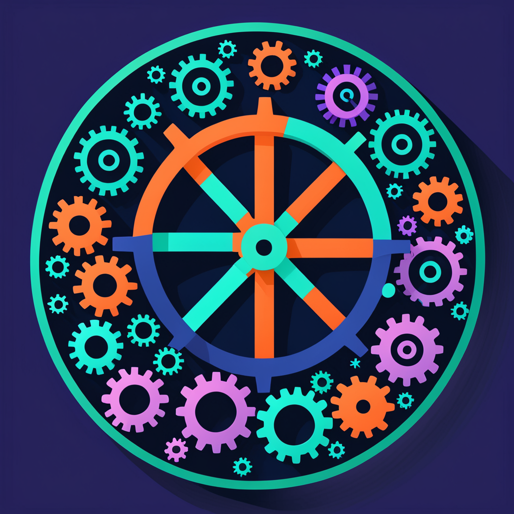flat vector illustration of open-source software tools, rounded terminal windows