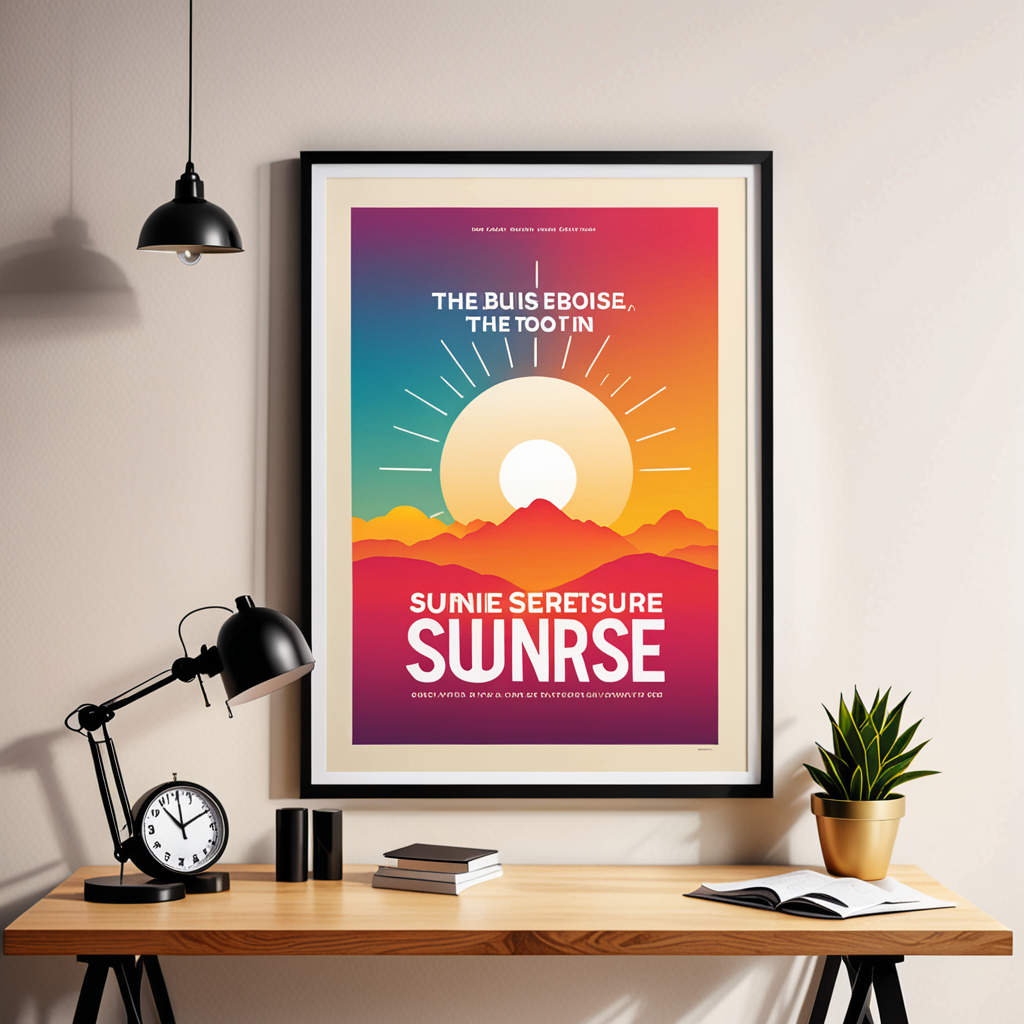 a motivational typographic poster, bold sans-serif, sunrise gradient