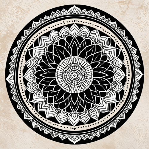 a bold geometric mandala, symmetrical, high-cont