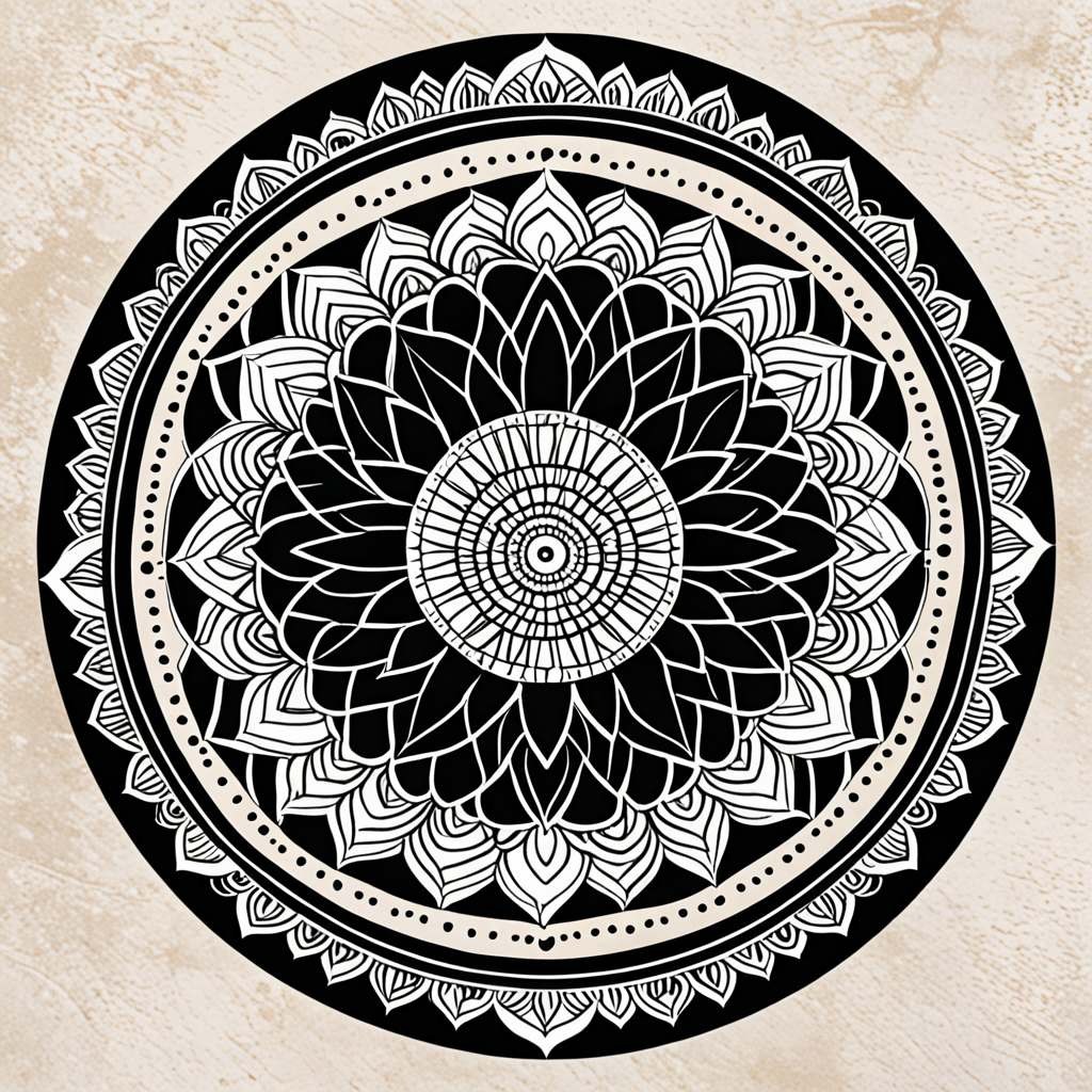 a bold geometric mandala, symmetrical, high-cont