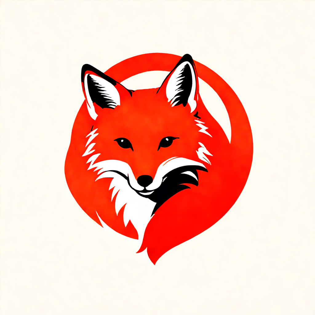a red fox logo, flat vector