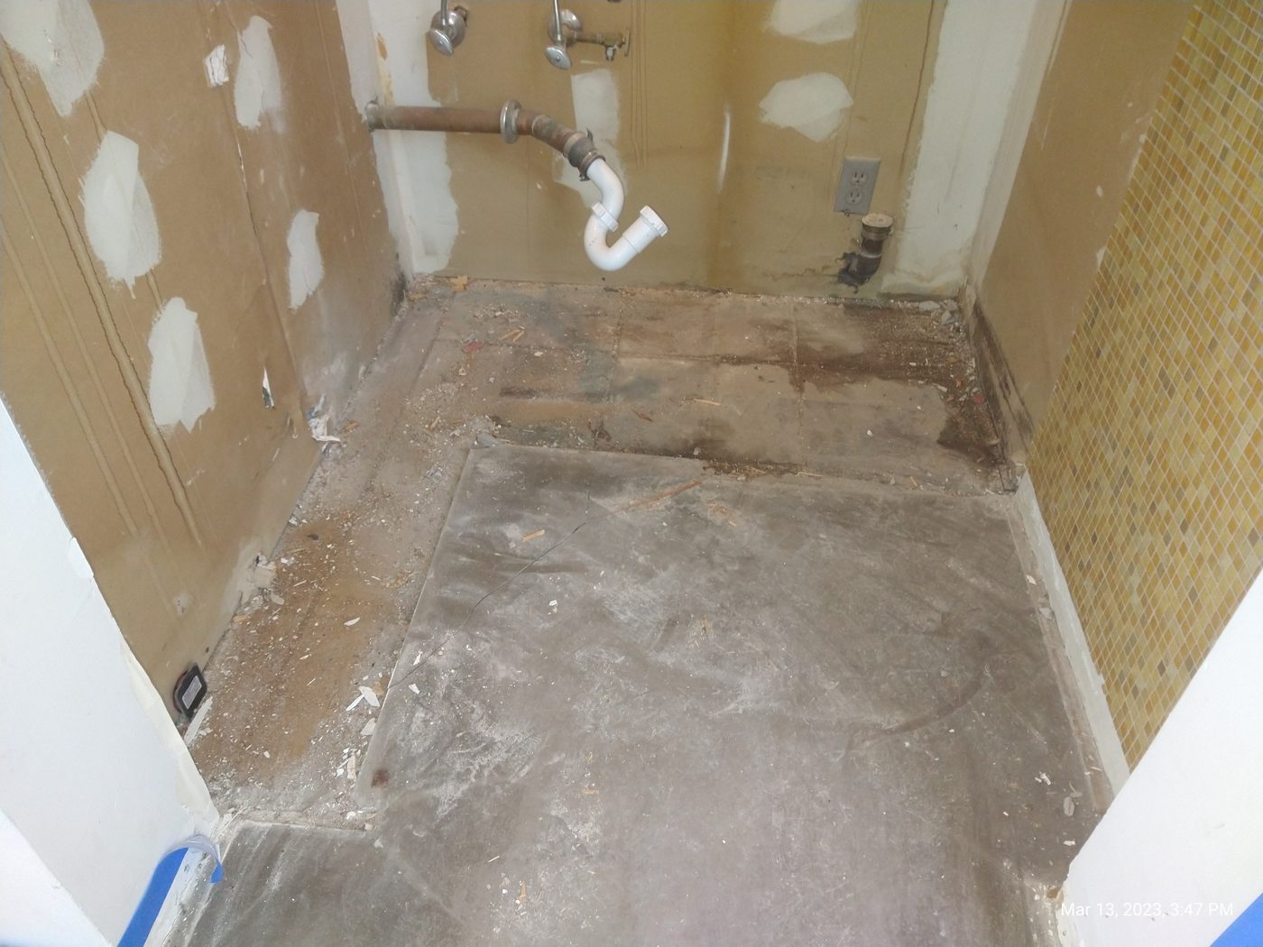 Bathroom taken down to the subfloor to fix hidden rot